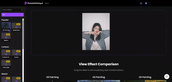 Interface de téléchargement facile des photos et de sélection du style